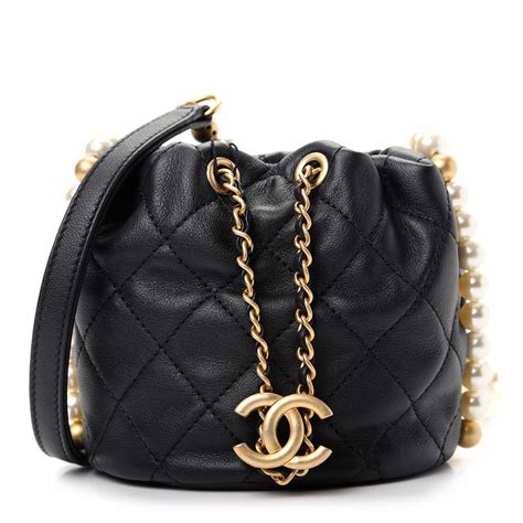 chanel quilted pearl chain mini drawstring bucket light pink bag|Chanel Bucket Bags .